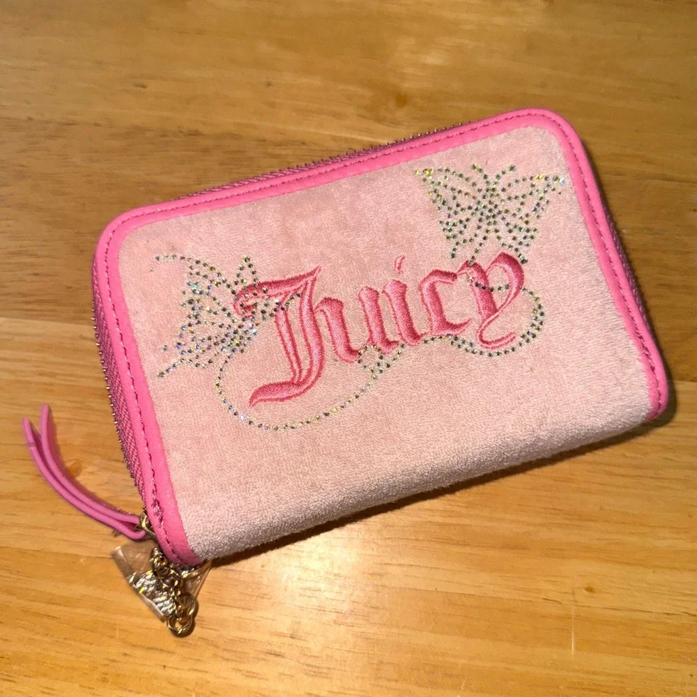 NWOT Juicy Couture Wallet Light‎ Pink Terry Cloth Logo Handbag Cardholder Wallet